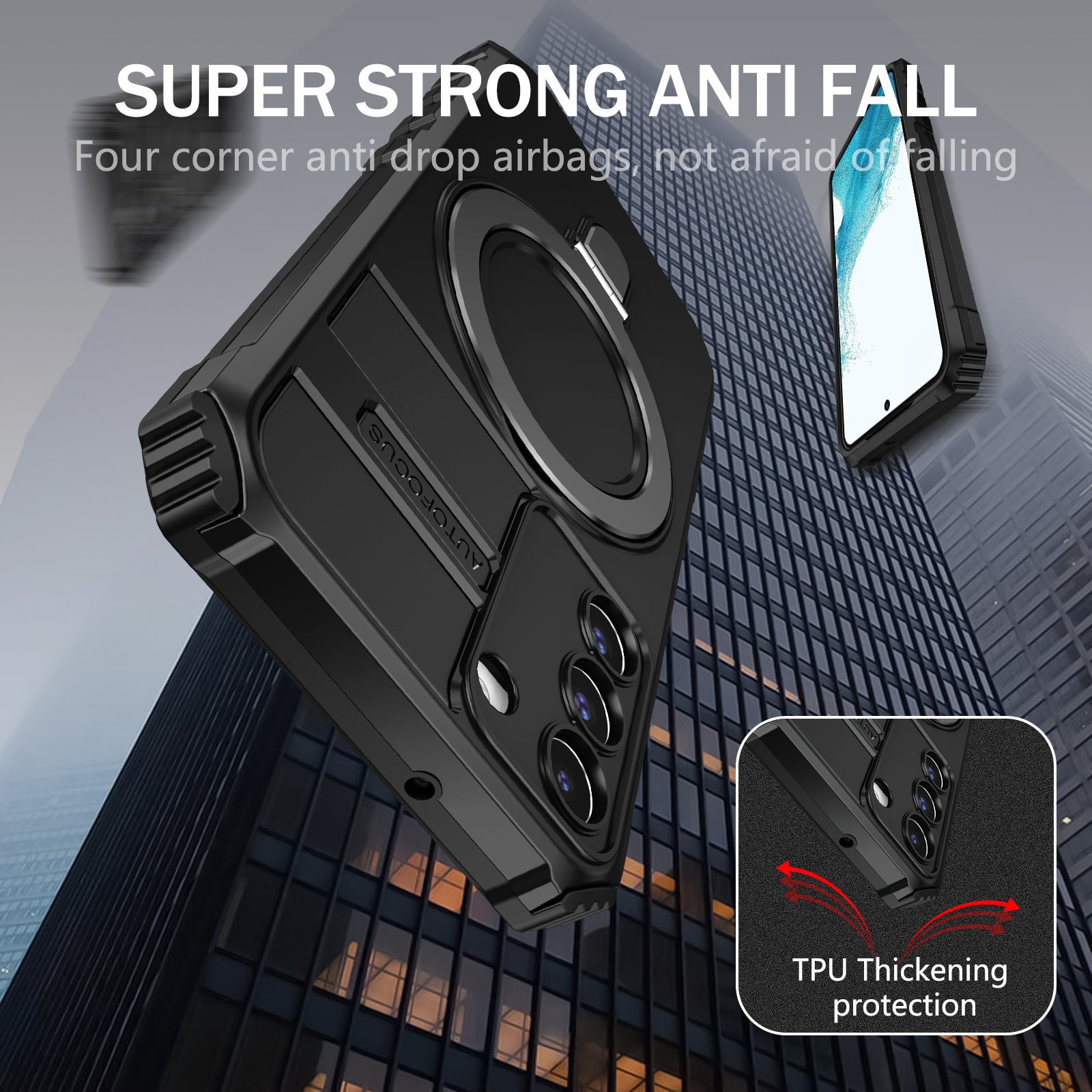 For Samsung Galaxy S22 5G Compatible with MagSafe PC+TPU Phone Case Magnetic Finger Grip Kickstand Cover For Samsung Galaxy S22 5G Compatible with MagSafe PC+TPU Phone Case Magnetic Finger Grip Kickstand Cover